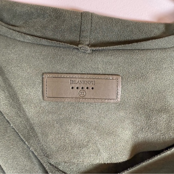 Blank NYC Faux Suede Drapey Zip Up Moto Jacket Coat Army Green Olive Size XL NWT - Picture 4 of 6